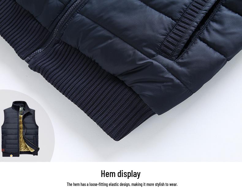 Men's Warm Cotton Vest Jacket: Autumn/Winter Velvet Thick Waistcoat