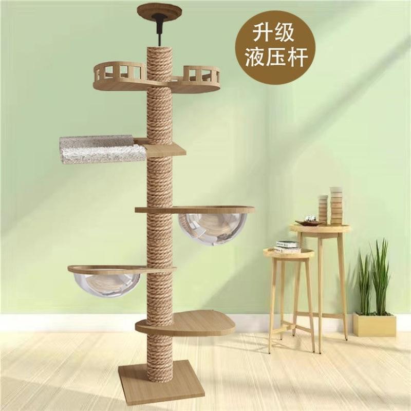 Cat Tree with Condo Scratching Board and Perch for Large Cats Made of Sisal and Solid Wood for All Cat Breeds