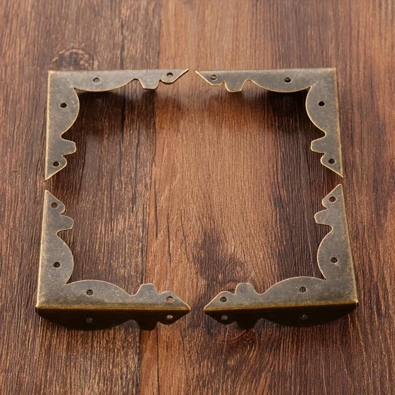8pcs/set Iron Corners Antique Bronze Bracket 84mm Triangle Decor Scrapbook Album Jewelry Wood Box Protectors Table Leg w/Nails