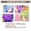 Anime Girls Party Duvet Cover Set Colorful Digital Print Bedding Set Rainbow Stars Cute Cartoon Bedroom Decor for Teen