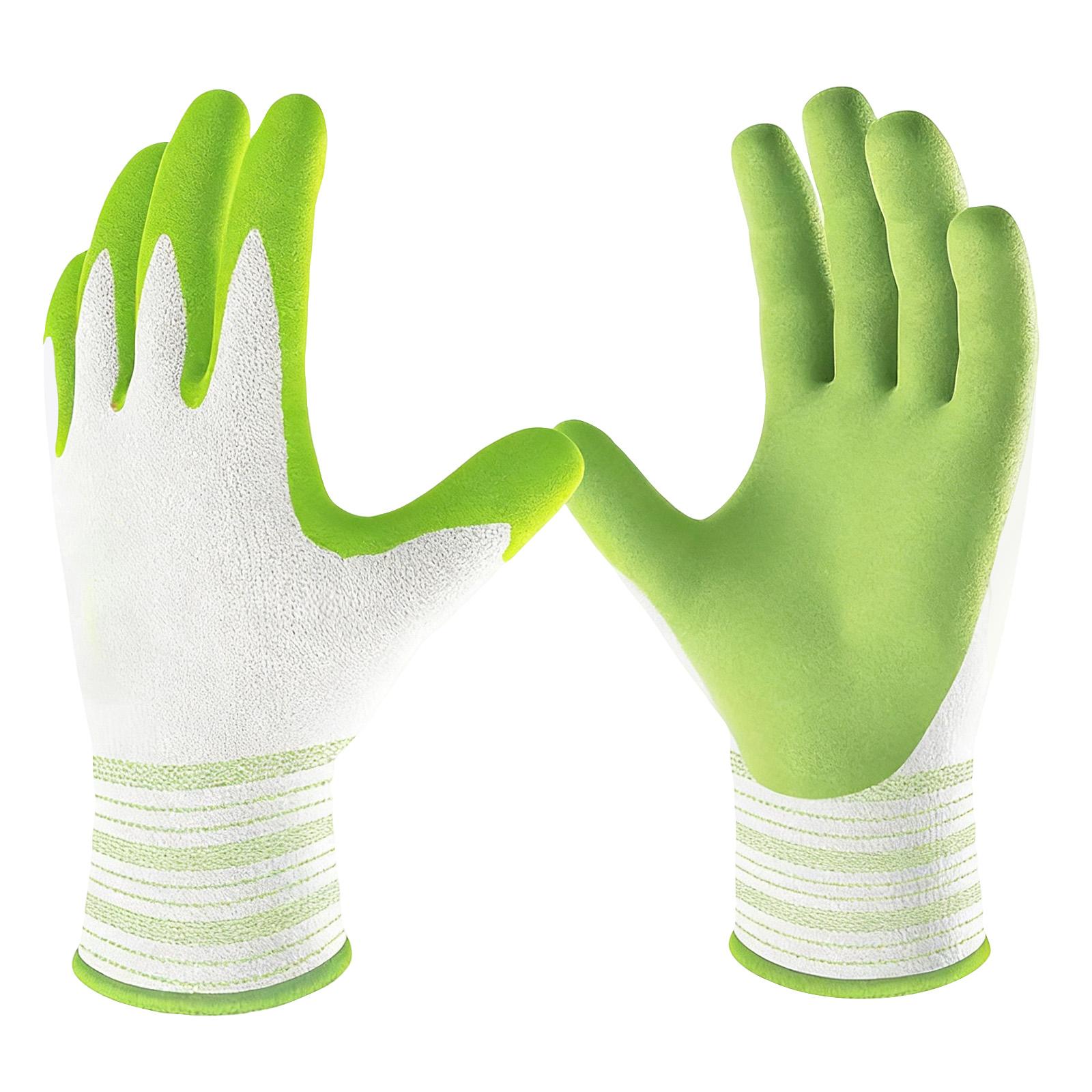 

Work Gloves Knit Wrist Seamless Liner Flexible Latex Coating Durable Grip Protective Handwear for Industrial Use One Size