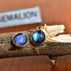 Labradorite Stud Earrings Real Crystal Celestial Jewelry Bridesmaid Gifts Spectrolite Round Cabochon Earring Boho Jewelry Iridescent Rainbow