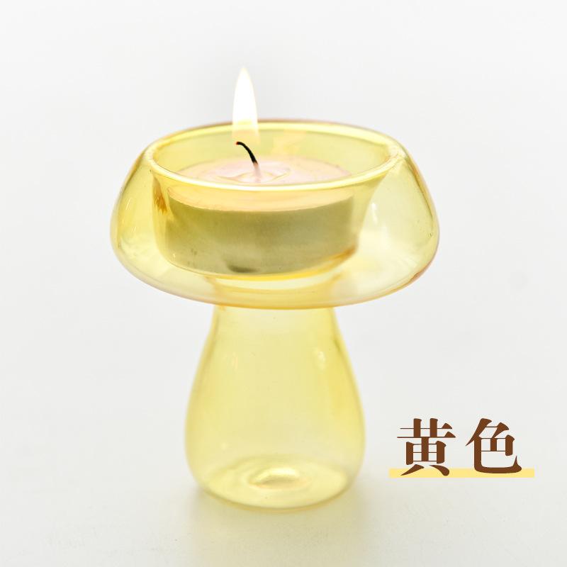 Creativity Mushroom-Shaped Candle Holder Glass Candlesticks Cute Room Decoration Desktop Ornament Home Decoration Ambiance Gifts