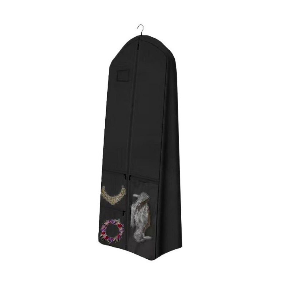 Folding Wedding Dress Garment Bag Non-Woven Large Capacity Gusseted Dress Bags Dust-Proof with Shoe Pockets Travel Garment Bag