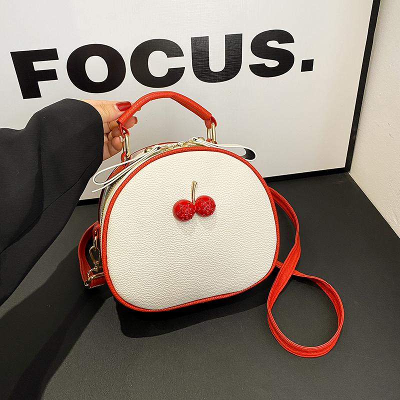 Fashion Bump Color PU Zip Closure Single Shoulder Messenger Round Bag