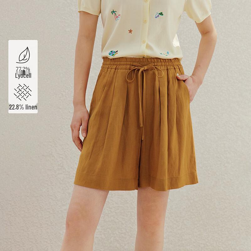 INMAN Women s French Style Lyocell A-line Wide-leg Shorts S