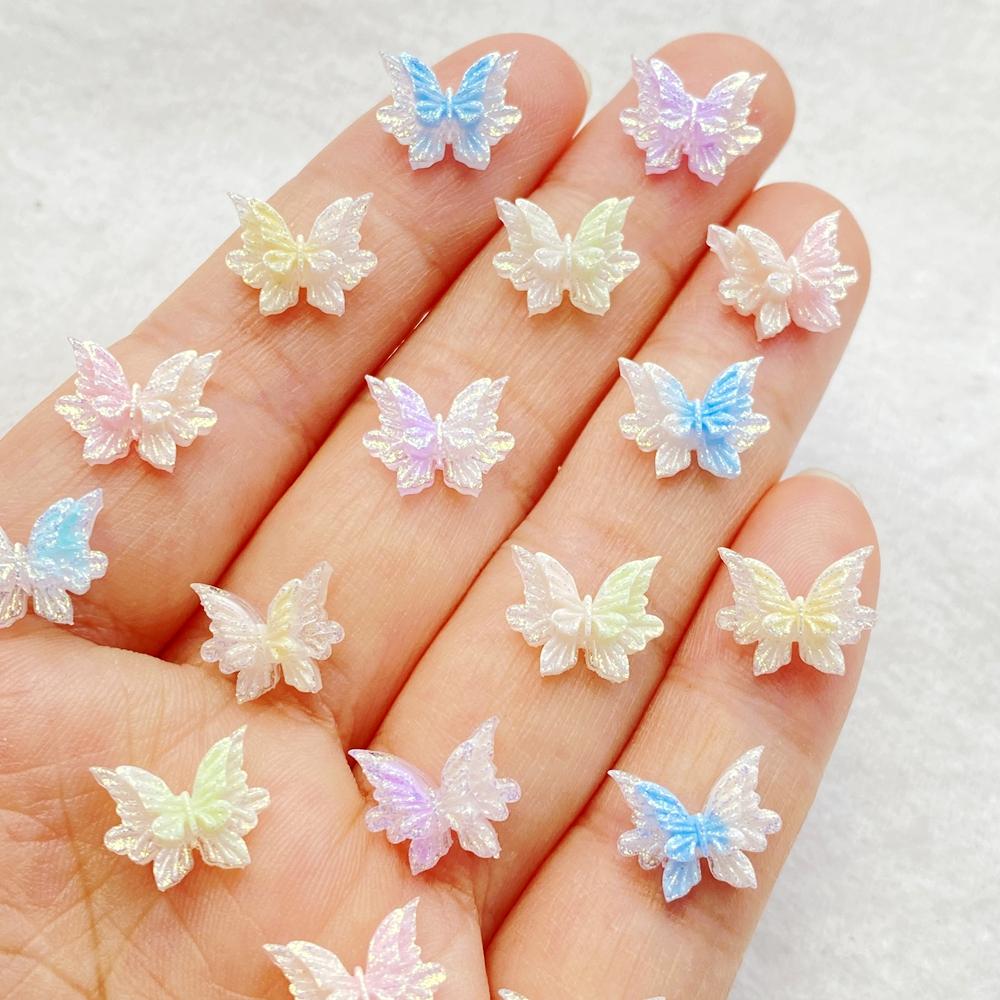 50 Stück Harz Süßer 3D Mini Schmetterling Flache Rückseite Strassstein Scrapbooking DIY Basteln Für Nagel Dekor Schmuck Zubehör