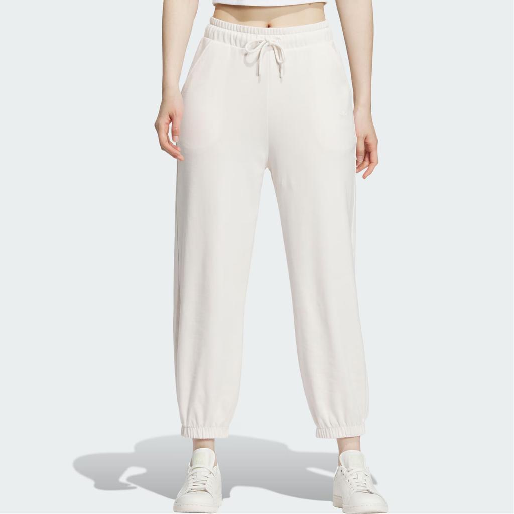 Adidas Originals Dc Rc Jogger With Solid Logo Drawstring Cuff Pants Women Bottoms Pink White IS5382