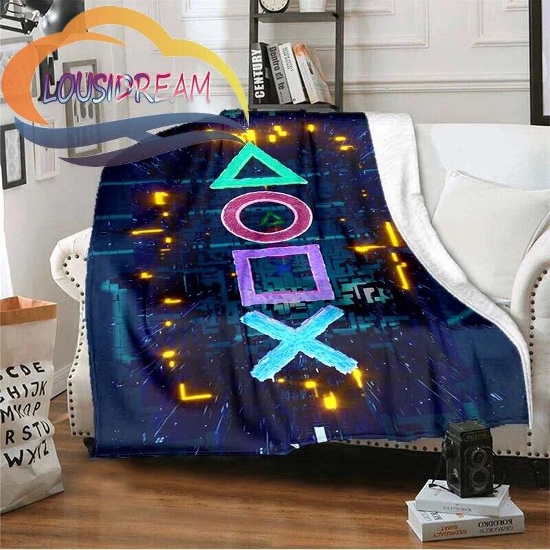 Flanel Herní rukojeť Deka Gamer Tisk Celoroční lehký plyš Útulný Super měkký Luxusní gauč Rozkládací pohovka