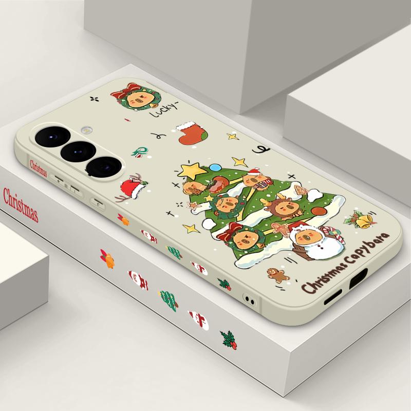 Christmas Tree Pattern Case For Samsung Galaxy S25 S24 Ultra S23 S22 Plus S21 FE A15 A16 A17 A26 A35 A36 A54 A55 A56 5G Lanyard Case Cover Funda