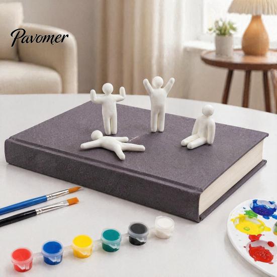 Creative Desktop Decorations 3D Printed Paintable Figurines, Unpainted Pure White Character Handmade Painting Collectibles Models, DIY Multi-Pose
