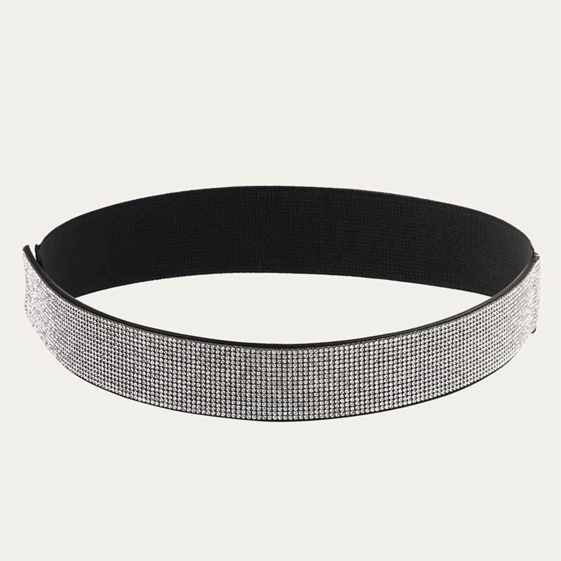 

Женский эластичный пояс со стразами и декоративной пряжкой — европейский и американский стиль на все времена года