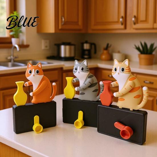Kitchen Magnet Decor Cat Pushing Vase Refrigerator Magnet 3D Printed Whiskers Holder Whisker