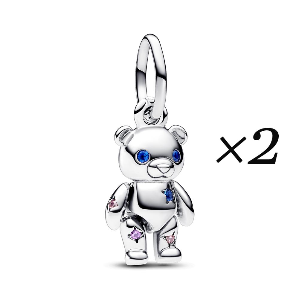 Verplaatsbare Teddybeer Bedel voor Sieraden Maken DIY Kerstcadeau Past Armband Ketting Hanger Kralen Nieuw