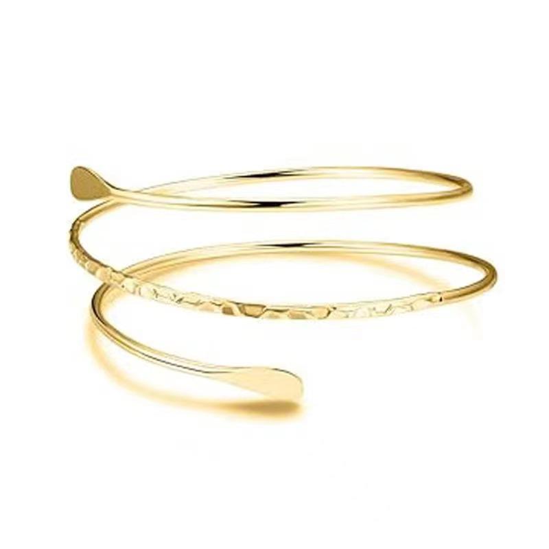 Geometrisches Metall-Armband-Set: Übertriebene Blätterarmreifen, sechsteiliges offenes Design