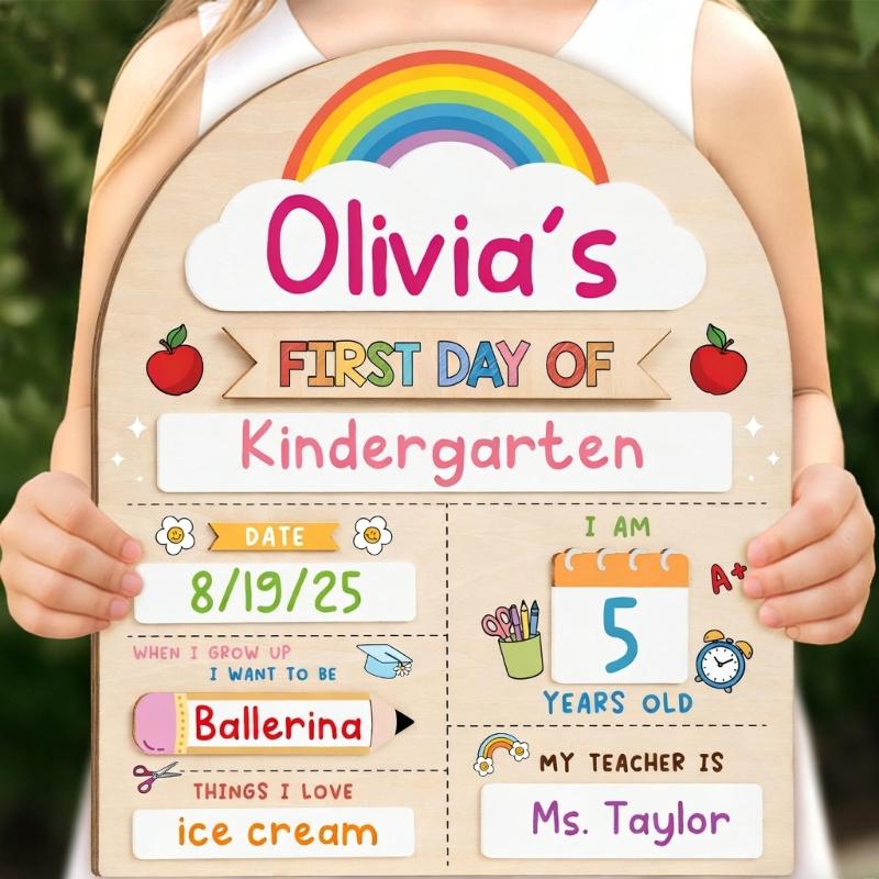 Beginning Day Of Education Sign Wooden Writing Panel For Kindergarten Preschool And Primary Kids With Marker Included