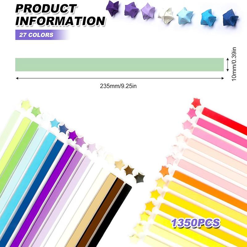 Origami Star Paper Strips 1350Sheet 27Colors Star Paper Strip Coloured Double Sided Lucky Star Origami DIY Hand Arts Home Decor