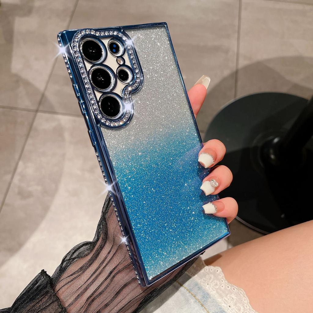 Polvere Scintillante Strass Adatta per Custodia Telefono Cellulare Samsung S25ultra A16 Pacchetto Completo Anti Caduta S24 Lusso A52 Galvanica Custodia Morbida
