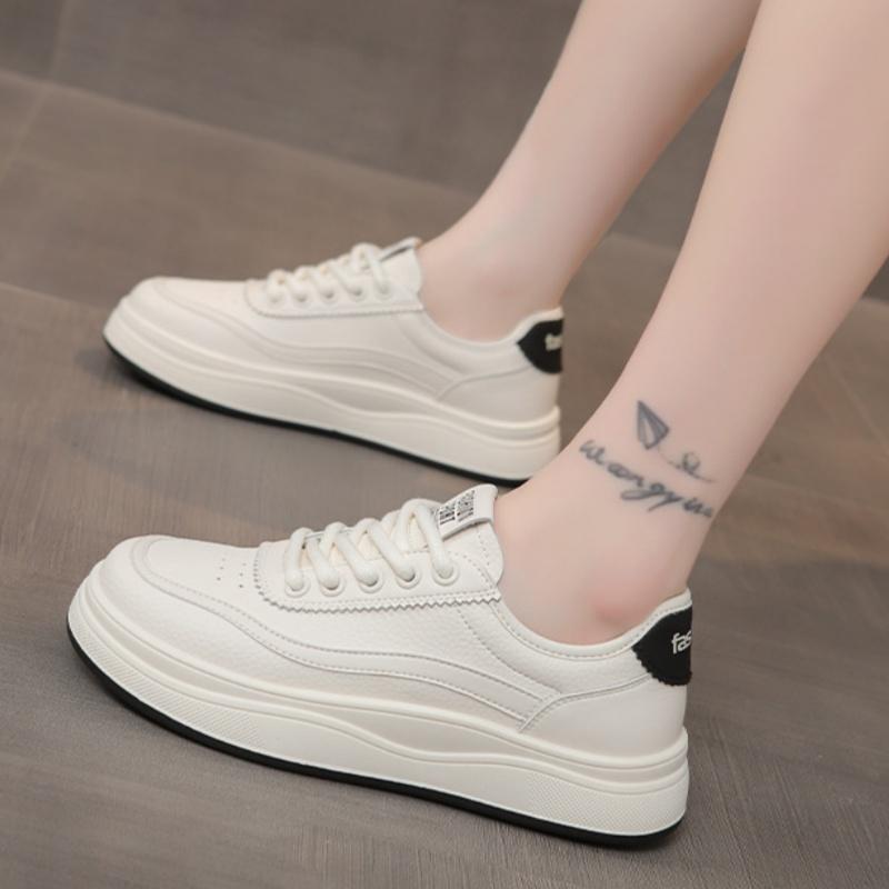 Fashion Fashionable White Sneakers 2025 New Autumn Women's Casual Shoes Breathable Lace Up Tennis Sneakers Women Flat Shoes White Flats