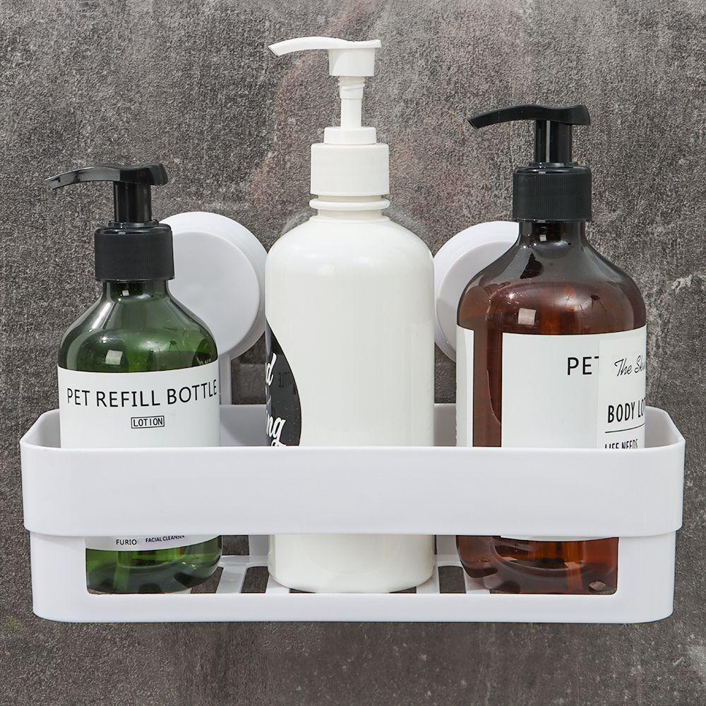Quality Plastic Shampoo Organizer Suction Cup Bathroom Supplies Corner Storage Rack Storage Wall Basket Shower Rack