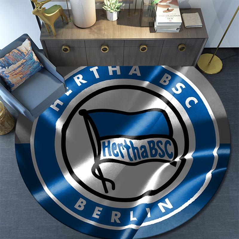 Hertha BSC Berlin Printed Round Rug, Non Slip Washable Circular Carpet For Living Room Bedroom Playroom, Sports Fan Decor, Holiday Birthday Gift