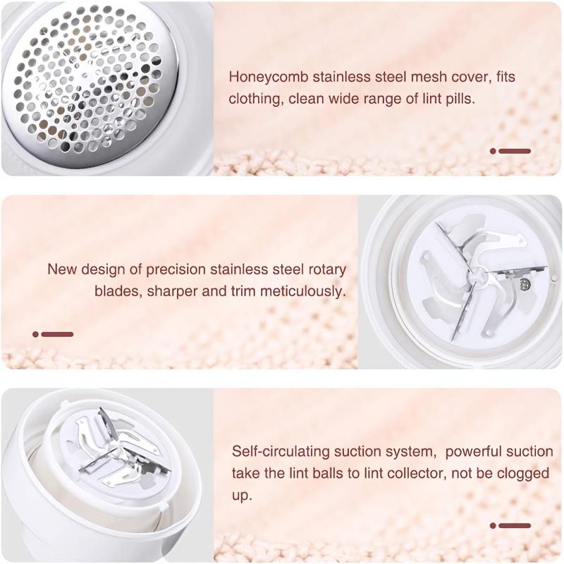 USB rechargeable pile wiper with cleaning brush - effective razor for sweaters, blankets and other fabrics, portable and effective lint removal tool