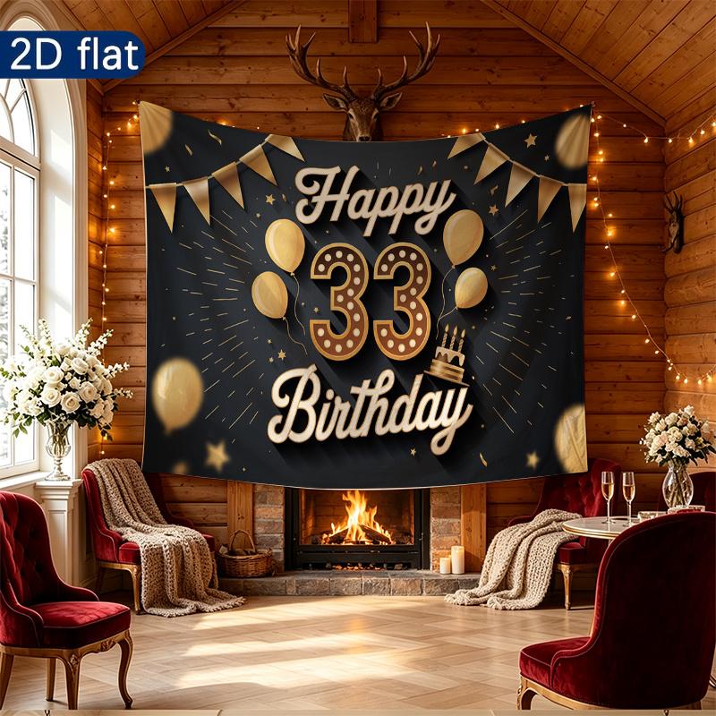 1pc Birthday & Wedding 33rd Number Elegant Hanging Banner