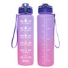Tritan Frosted 1000ml Plastic Water Bottle with Time & Capacity Scale, Portable Handle