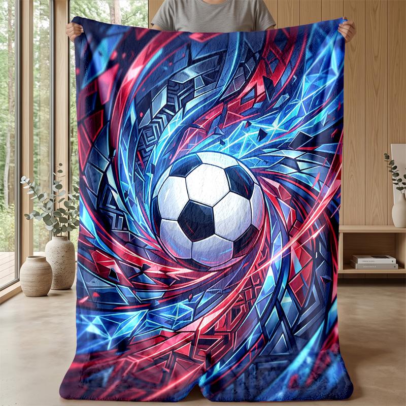 Soccer Ball In Abstract Art 1 Theme Blanket Lightweight Warm Flannel Blanket Decorative Throw Blanket for Home Decoration