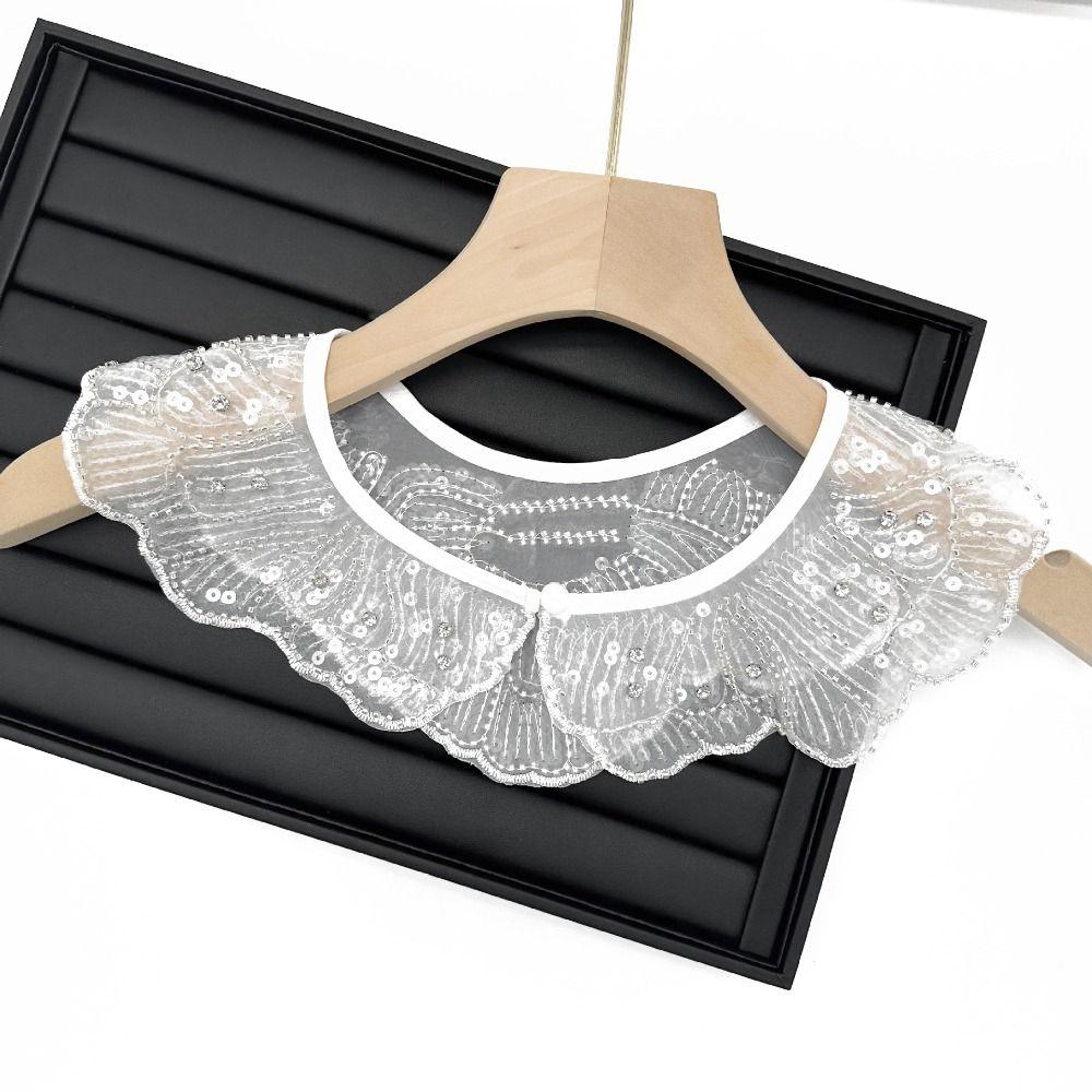 

Съемный поддельный воротник с вышивкой кружевной вырез DIY пайетки поддельный воротник для женщин/девочек