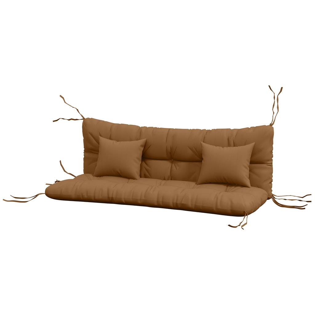 4-Piece Seat Cushion Set, 150x50 cm Water-Repellent Chair Cushions with Ties, 10cm Thick Tan