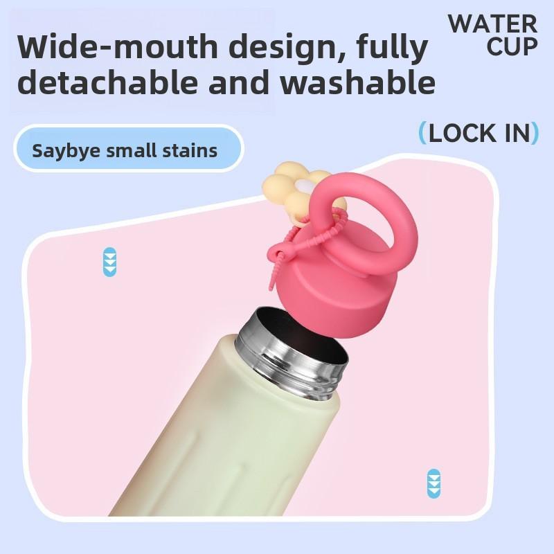 450ml 316 Stainless Steel Insulated Bottle Creative Petal Water Cup Cute and Portable Sports Handle Goddess Thermos Bottle