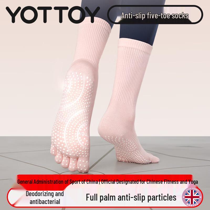 Yottoy Women s Professional Yoga Pilates Anti-slip Five-Toe Socks M