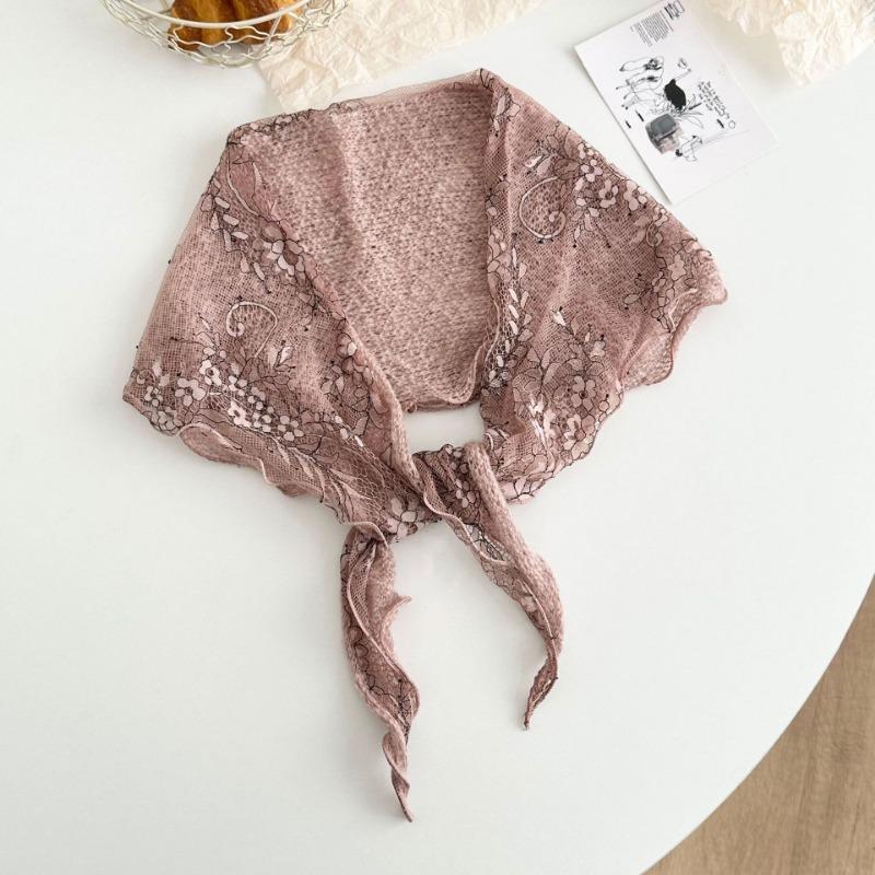 Silk scarf new lace small scarf versatile headscarf tied hair band head jewelry triangle scarf tied waist