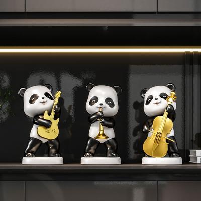 Creative Panda Figurines Cartoon Panda Resin Handicrafts Musical Instrument Guitar Cello Decorative Figurines Home Decoration