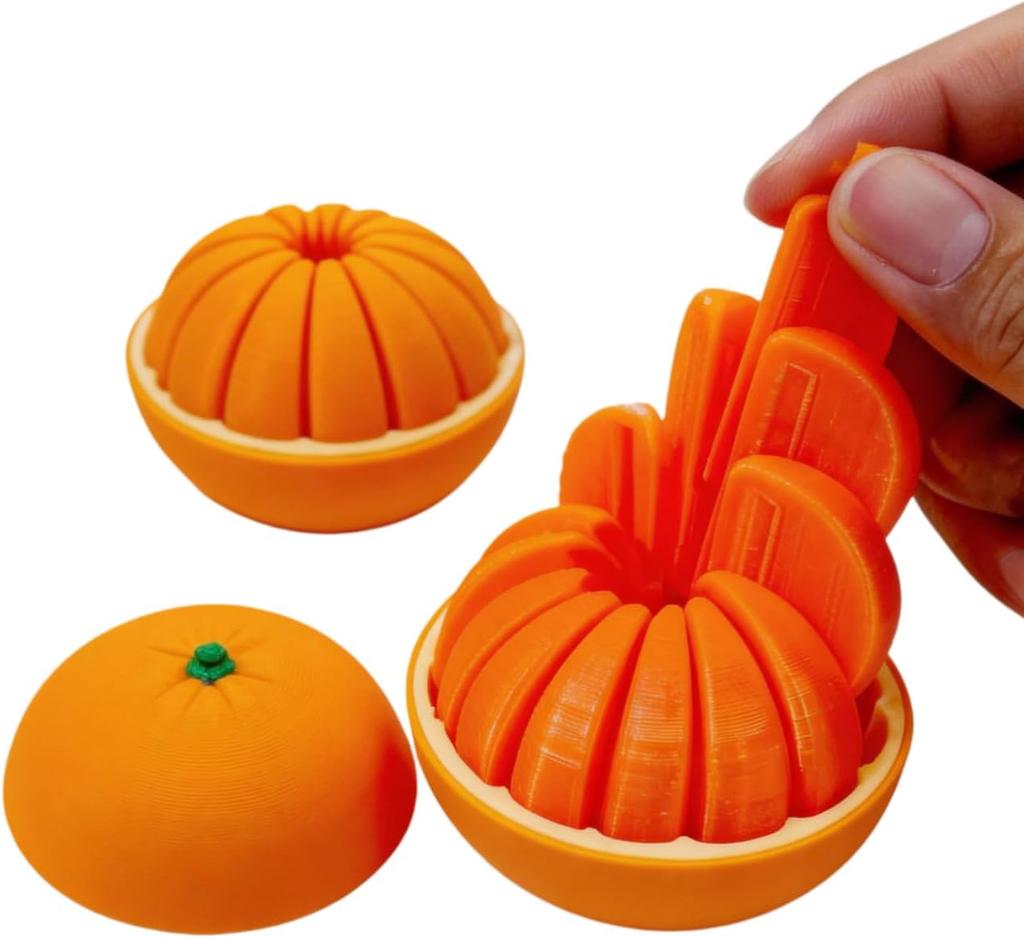 3D Printed Twisty Fidget Citrus With Smooth Rotation Realistic Orange With Sliding Slices Desk Ornament Deformation Ball