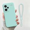 Noble Fashion Solid Colour With Lanyard Shockproof  Protective Liquid Silicone Phone Case For Redmi Note13 Pro+/Note13Pro/Note13