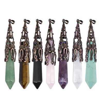 Women's Crystal Amethyst Rose Quartz Pendant For Necklace Diy Girl's Gift Pendant