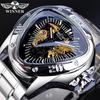 WINNER Steampunk – montre-bracelet mécanique automatique pour hommes, Triangle, squelette doré, mouvement mystérieux, marque de luxe