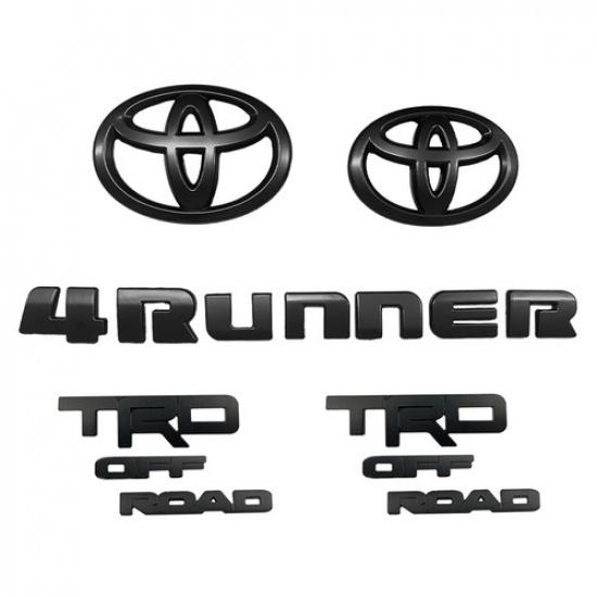 For 2010 To 2024 4RUNNER SR5 Premium Matte Blackout Emblem Overlay Kit 5 Pcs