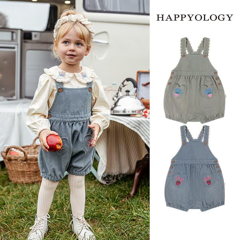 Happyology Детские джинсовые шорты-комбинезон с вышивкой цепочкой