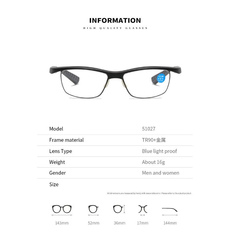 TR90 Sports Reading Glasses 0 To+4 0 Anti Slip Eyeglass Legs Half Frame Business Eyewear Lightweight Durable