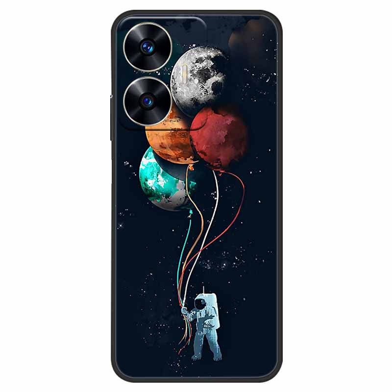 Phone Cover For Realme C55 Case Black Silicone Fundas For Realme C55 RMX3710 TPU Soft Back Coque Star Painted on RealmeC55 C 55