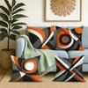 4 Piezas Fundas Cojín Mornas Y Abstractas En Tonos Geomtricos Naranja, Teal Y Blanco - Fundas Cojín Corativas C
