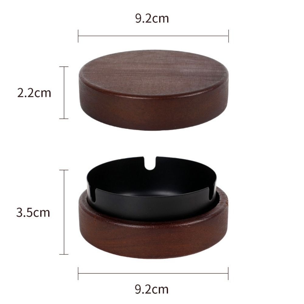 Simple Wood Wooden Ashtray Stainless Steel Liner With Lid Windproof Ashtray Ashtray With Lid Desk Accessories