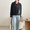 New Arrivals Open Run Women Button Collar Short Jacket Windbreaker Black