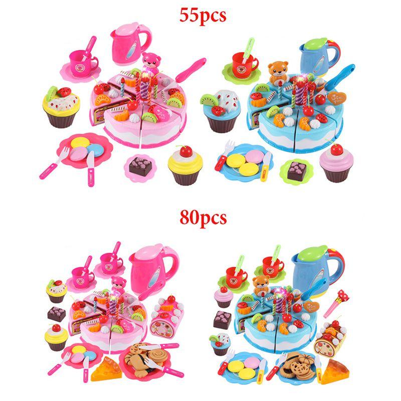 Delightful Pretend Role Play Kitchen Toy Happy Birthday Cake Set For Kids Imagination