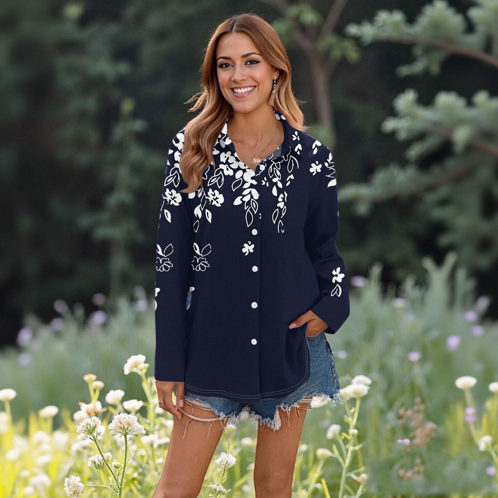 

Женские повседневные модные топы с длинным рукавом и пуговицами, свободная рубашка L