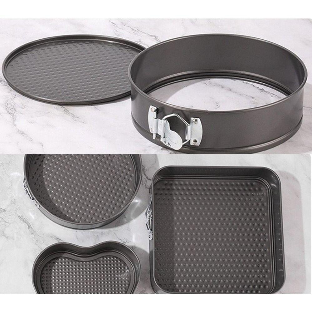 3pcs/set Non-Stick Surface Carbon Steel Bake Pan Removable Bottom Baking Mould Set Baking Tools