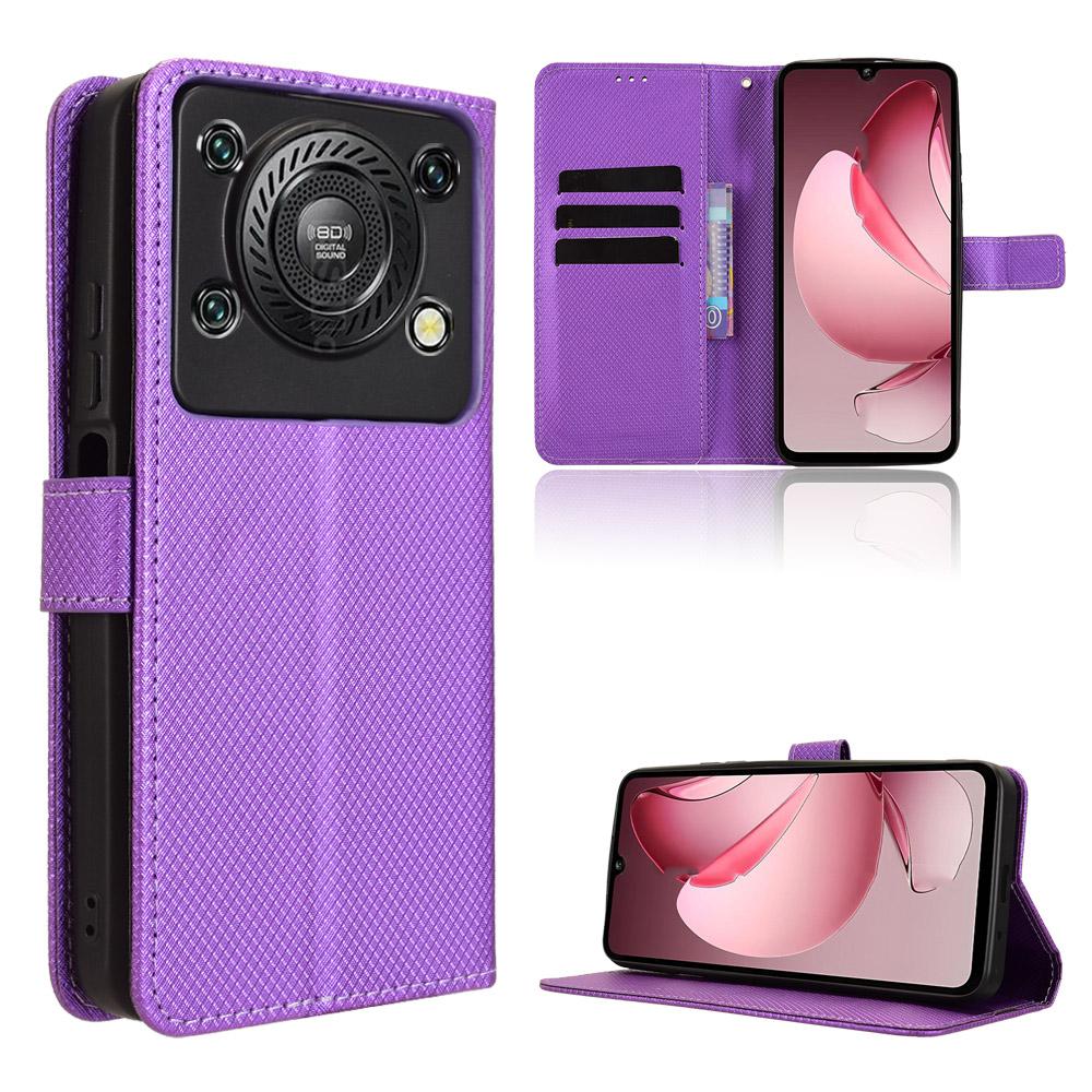 For Oukitel C60 Pro/Oukitel C60 Leather Wallet Case with Strap Diamond Texture Phone Cover